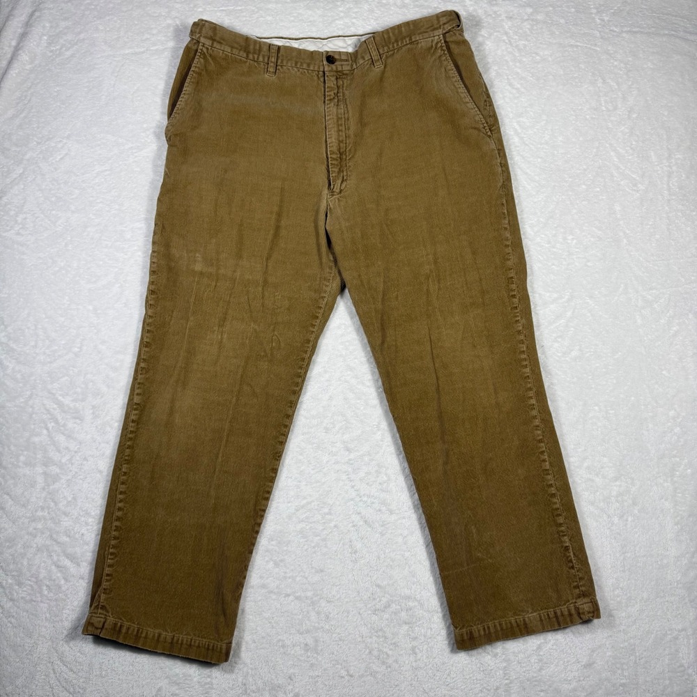 Haggar Corduroy Pants Men's 36X29 Classic Fit Flat Front Brown Cotton Straight
